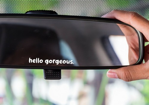 Car mirror stickers hello - mirror,
